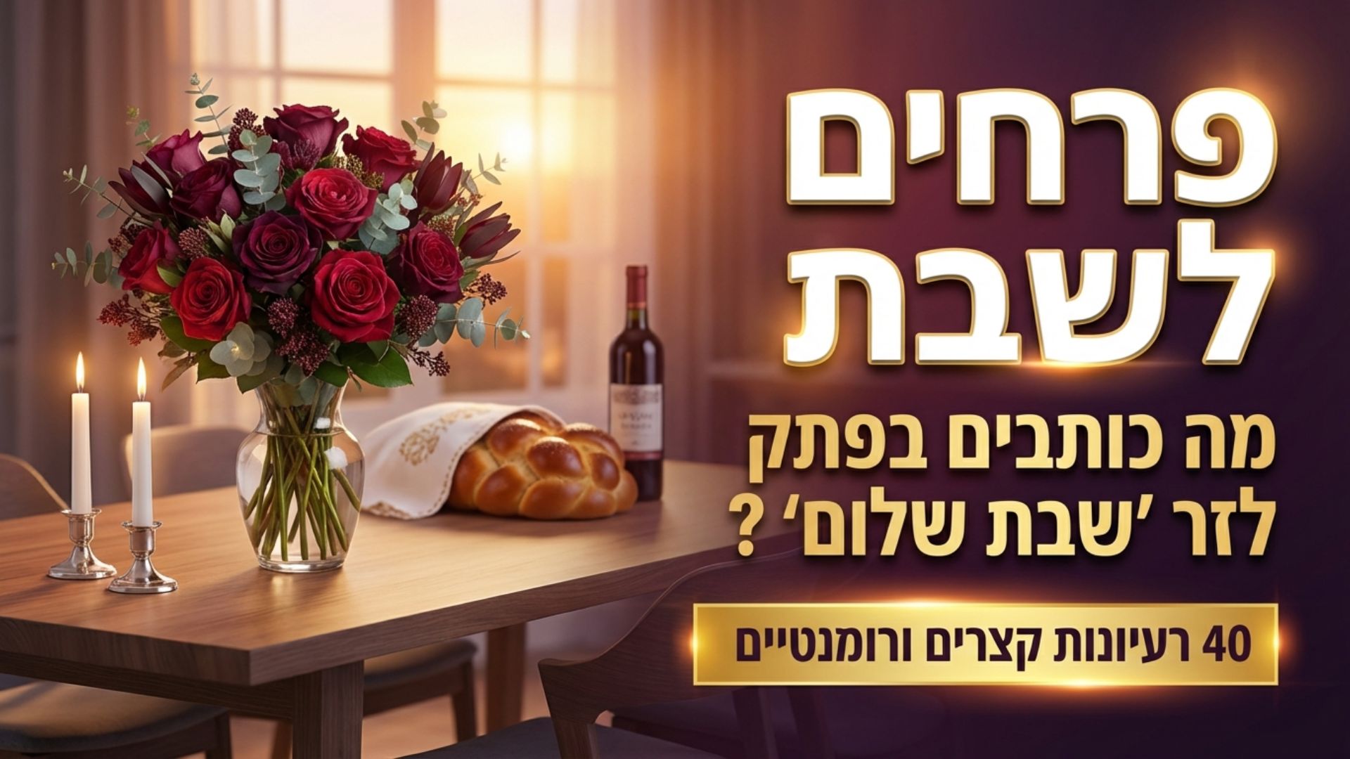 פרחים לשבת: מה כותבים בפתק לזר ‘שבת שלום’ (40 רעיונות קצרים ורומנטיים)